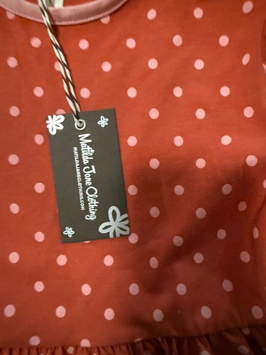 New Matilda Jane Girls Sz 8 Heart to Heart Spot On Polka Dot Dress 3/4 Sleeves - Picture 7 of 12