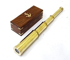 Nautical Brass Spyglass Telescope with Rosewood Box 15" Brass Telescope Rusti...