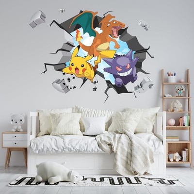 Pokemon 3D WANDEXPLOSION Aufkleber Sticker Deko Art 120x80 cm Kinderzimmer
