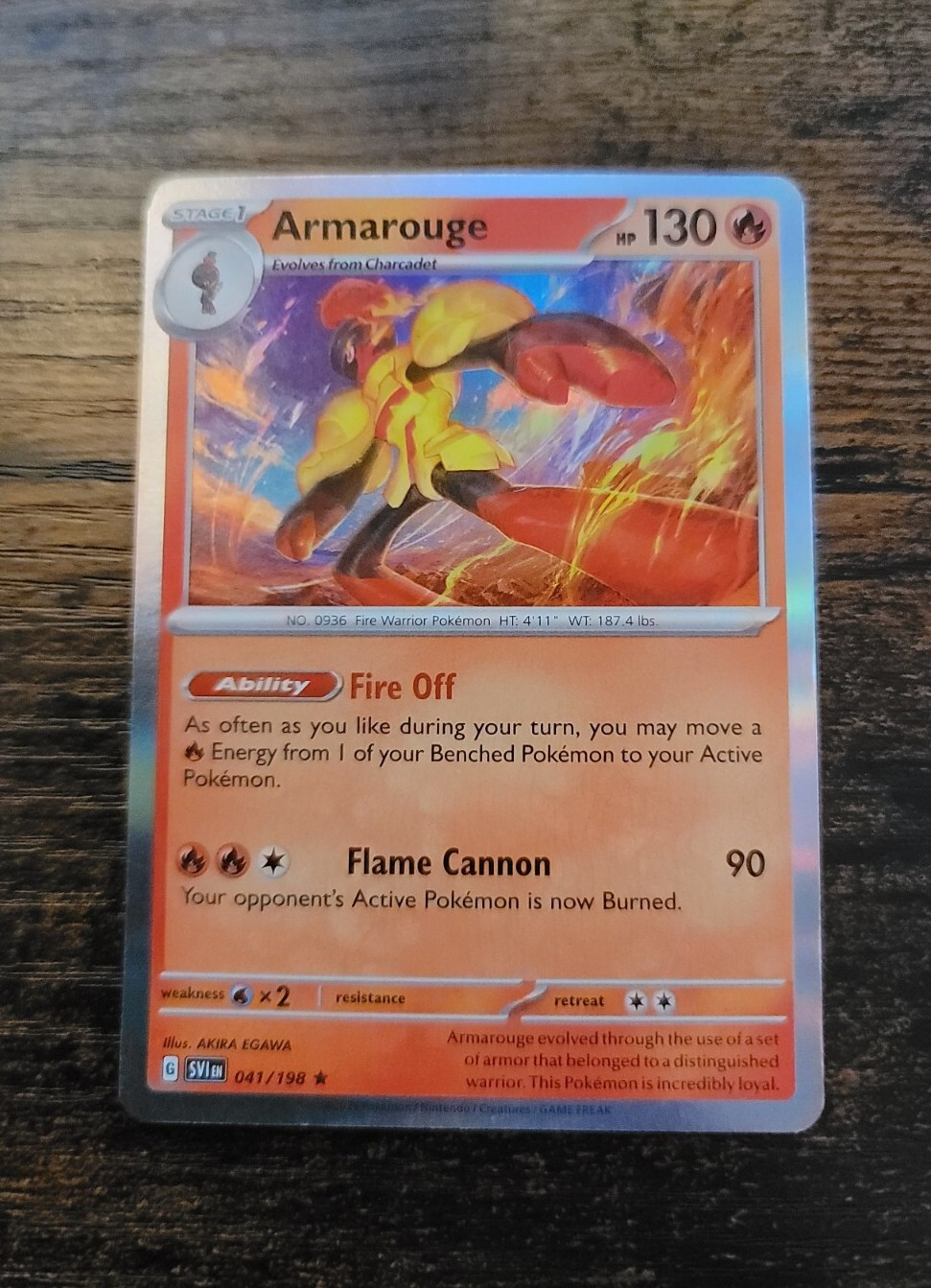 Pokémon TCG Armarouge Scarlet & Violet Base Set 041/198 Holo Holo Rare