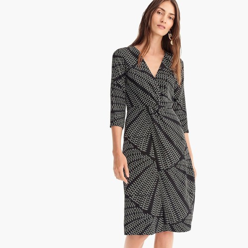 NWT J Crew Black Silk Twist Front Dress 