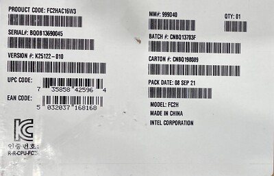 Intel FC2HAC16W3 Server Chassis  2U Front IO, 4 node Rack  1600 W AC OPEN BOX