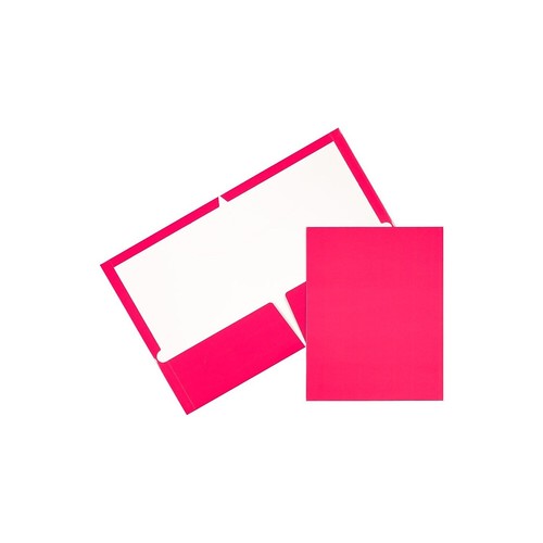 JAM Paper Laminated Two-Pocket Glossy Presentation Folders Fuchsia Hot Pink