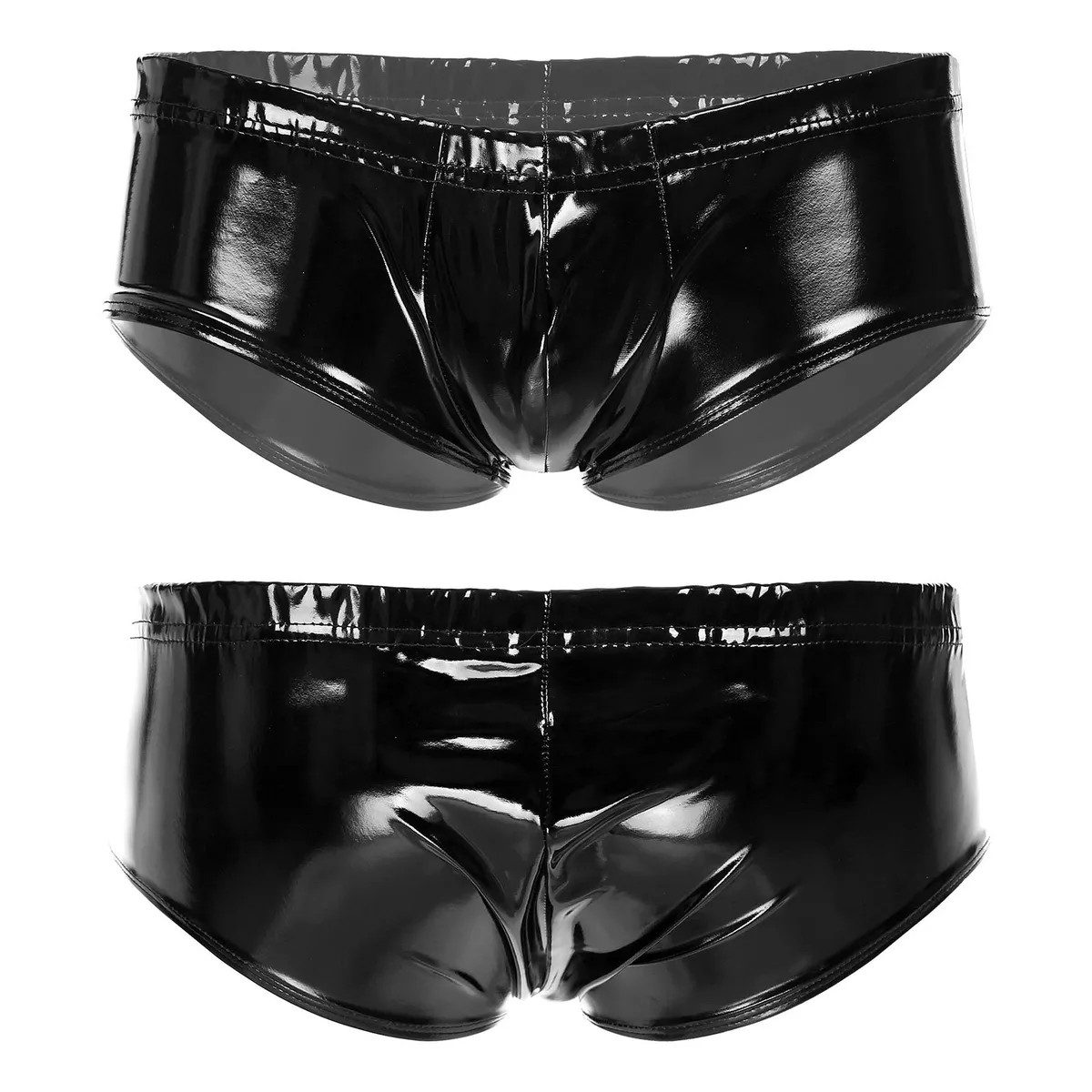 Men's Latex Stretch Underwear U Convex Pouch Panties Swim Trunks