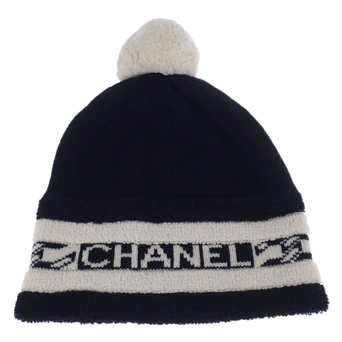 CHANEL Logo Knit Cap Hat AA7298 B04639 N9704 Cashmere Black ISY | eBay