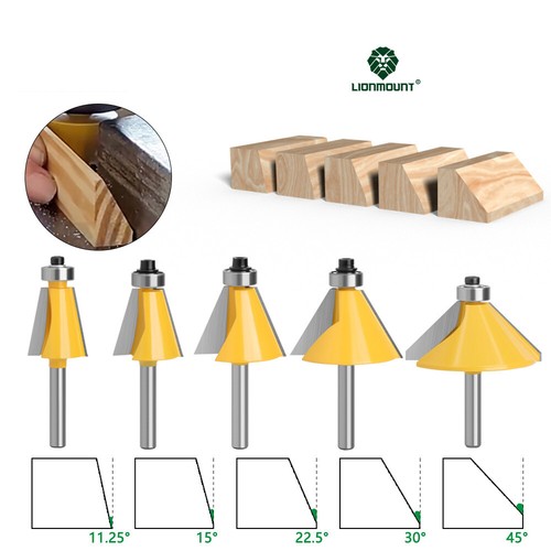 11.25° 15° 22.5° 30° 45° Chamfer & Bevel Edging Router Bit Set Cutter 1 ...