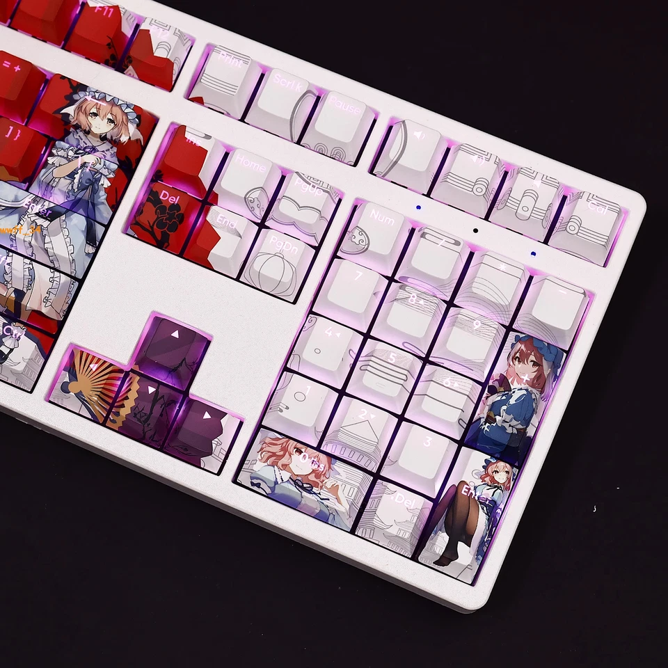 108 Keys Touhou Project Saigyouji Yuyuko PBT Keycaps For Cherry MX Keyboard Gift - Image 4 of 4