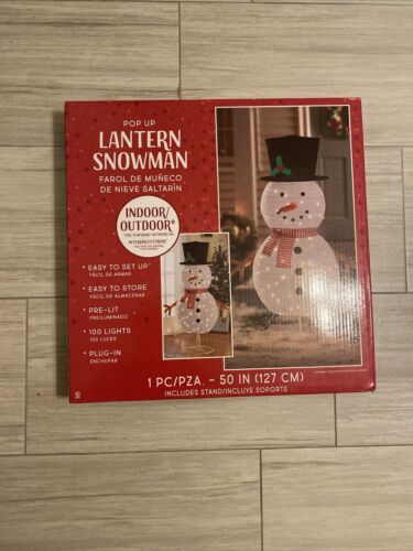 4 FT Pop Up Lantern Snowman Indoor/Outdoor Christmas Decoration  - Picture 1 of 3