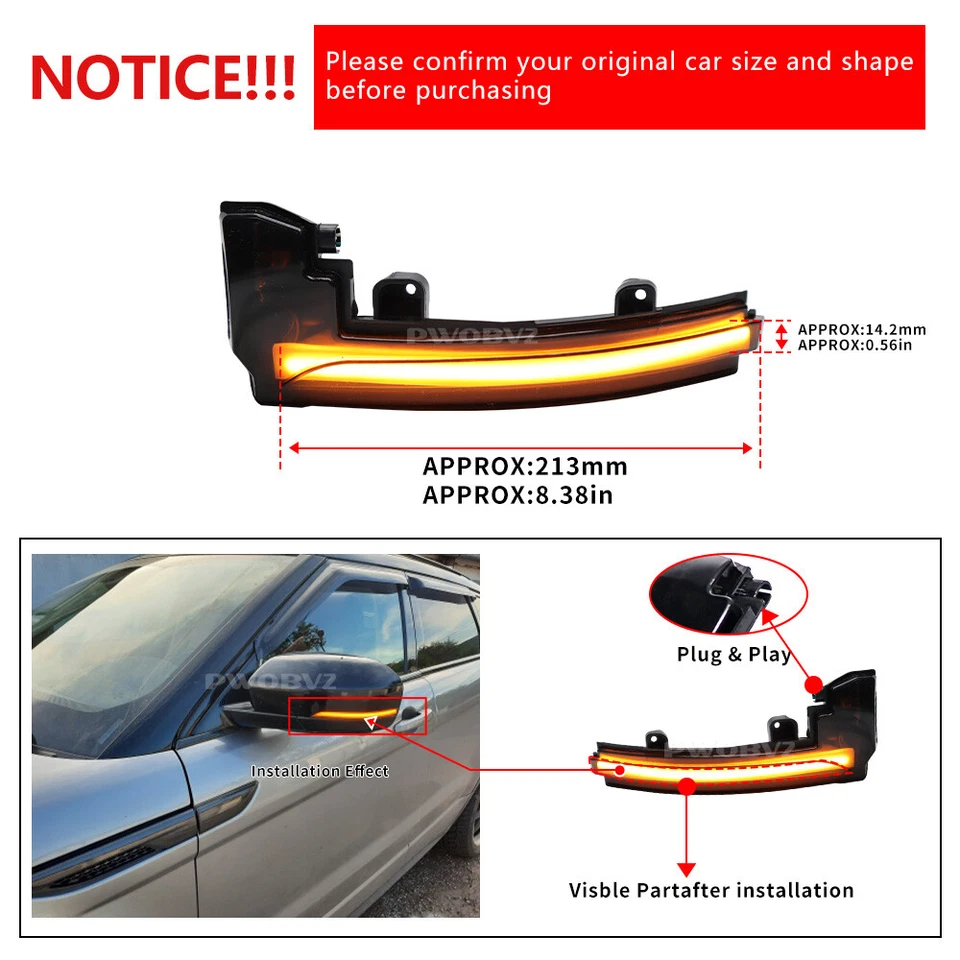 2PCS Dynamic LED Side Mirror Turn Signal Light For Land Rover Range Rover Sport - Image 4 of 4