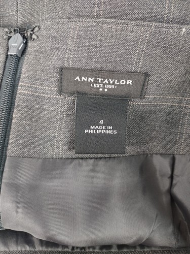 Gonna a tubino Ann Taylor donna a quadri, grigia con cintura taglia 4 - Foto 7 di 8