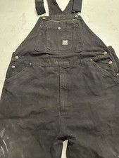 Berne Workwear Bib Overalls Mens 44x30 Coveralls Work Bibs Black 1/2 Zip Legs