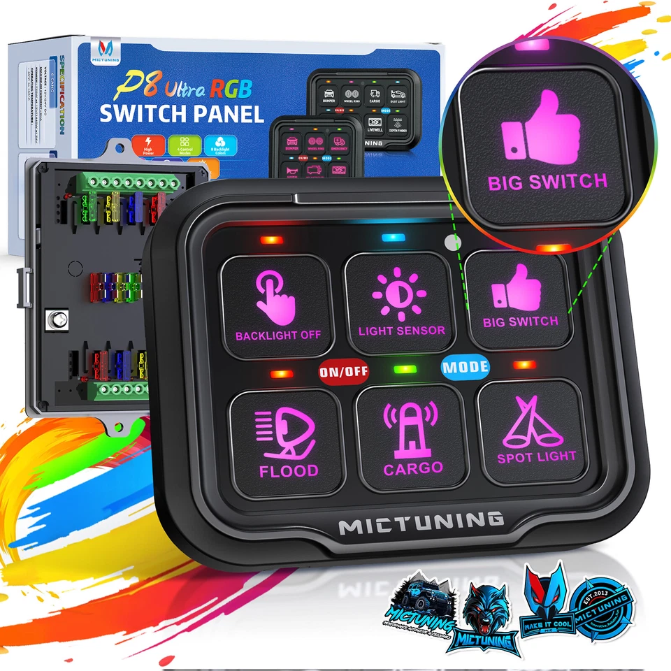 Painel interruptor 6 gangues regulável 720W caixa de relé de circuito LED barra de luz de trabalho barco de carro - Imagem 4 de 4