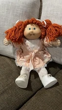 Vintage 1980s Cabbage Patch Doll red hair tails green eyes