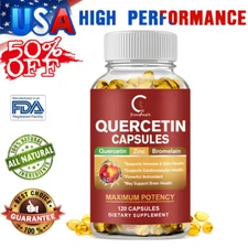 600mg Quercetin with Bromelain & Zinc - Natural Immune Support Supplement 120Pcs