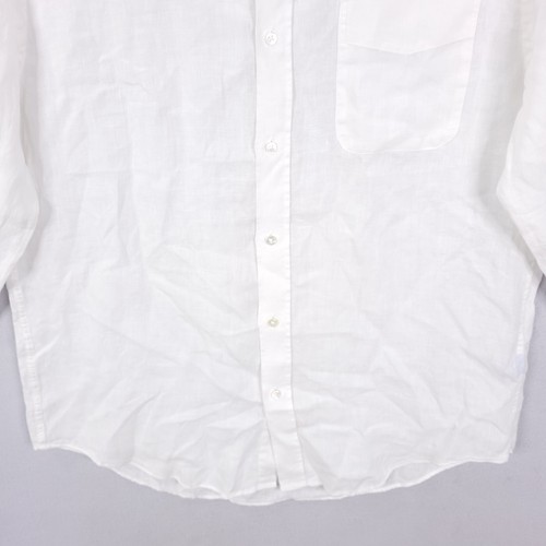 J.Mclaughlin Linen Button Down Shirt Mens Size L White Solid Gramercy Classic - Picture 4 of 10