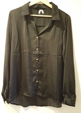 Ladies Black sheer blouse with gold buttons, UK size 12