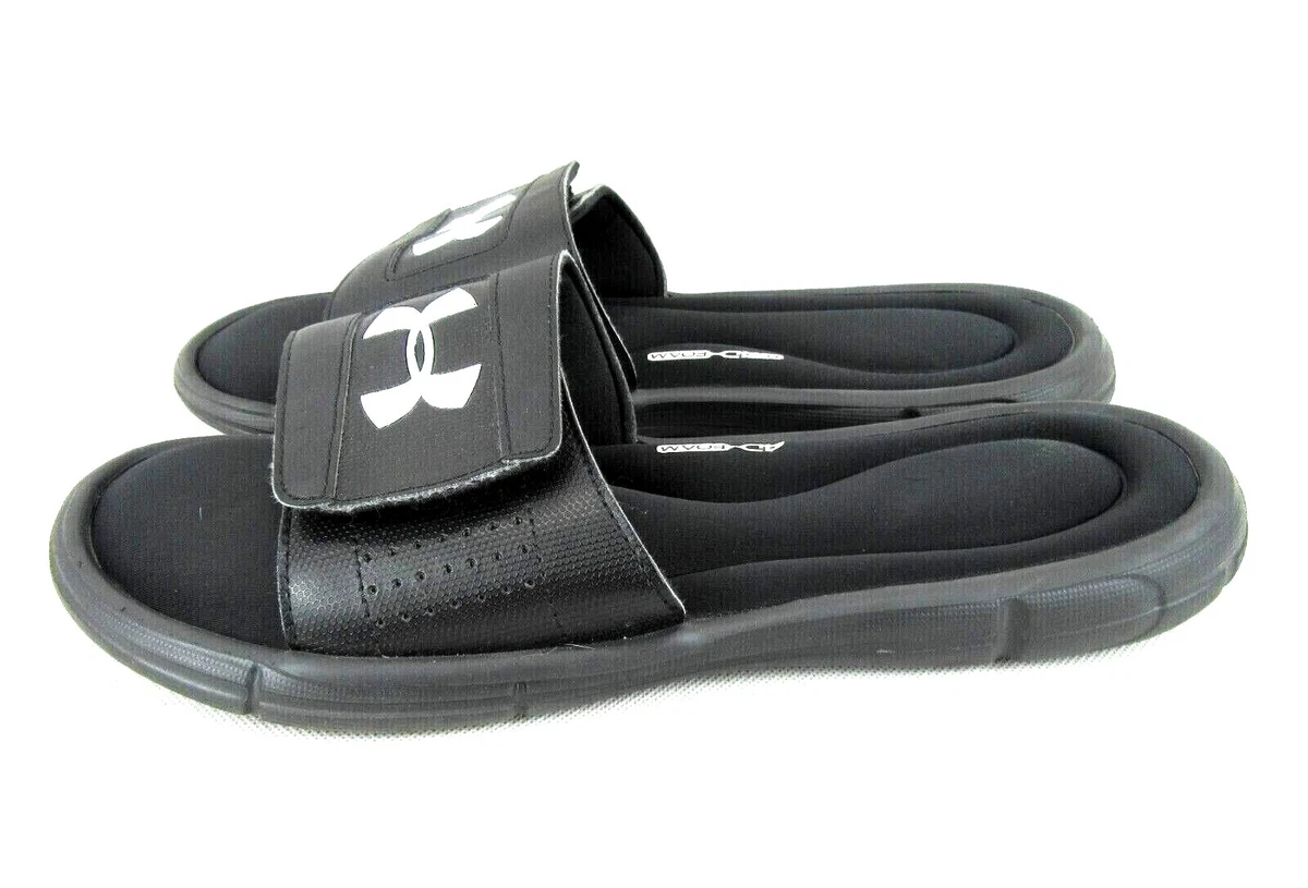 Under Armour 4D Foam Slide Sandals Mens 11 Black Adjustable Strap
