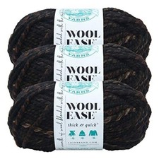  3 Pack Lion Brand 640-539B Wool-Ease Thick  Quick Bulky Yarn, Toasted Almond