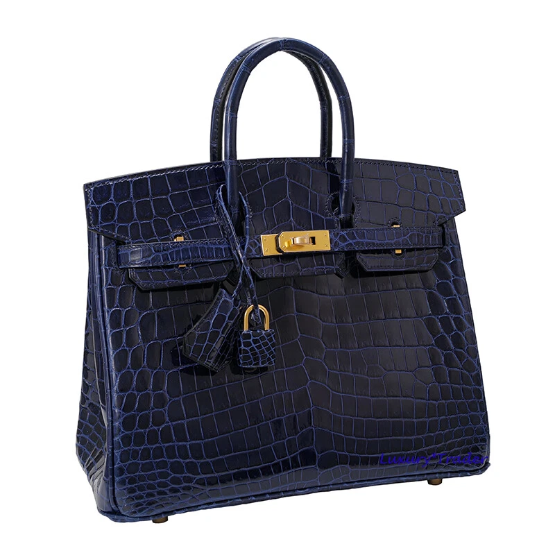 hermes blue crocodile bag