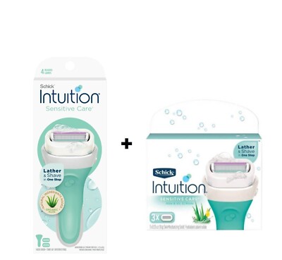 Schick Intuition women's Razor + Refills Sensitive Care Aloe 3 Cartridges pk New