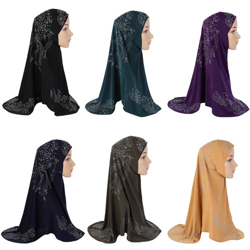 Muslim Women One Piece Amira Hijab Headscarf Pull On Ready Scarf Wrap Shawl Hat - Picture 3 of 27