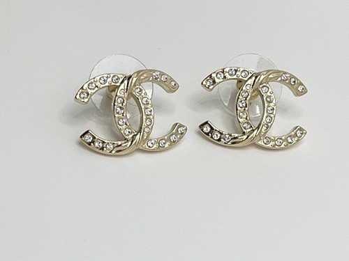 Authentic Chanel CC Large Earrings With Crystals Gold Hardware Brand New - Bild 5 von 10