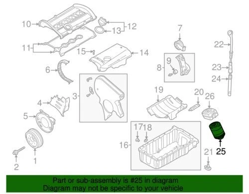 Filtro de óleo de motor Volkswagen 1977-2005 Golf Jetta Passat genuíno 068-115-561-B - Imagem 2 de 2