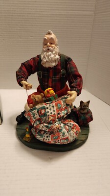 Vintage Working Santa Figurine By Ideamaker ''Santa Sewing''  Used