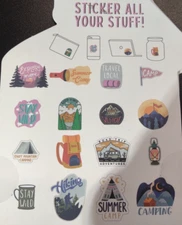 2 Pack-32 Pcs Total- Camping Outdoor Hiking Reusable Vinyl Stickers Waterproof