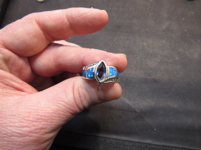 Sterling  Silver opal    Amethyst Ring - image 2