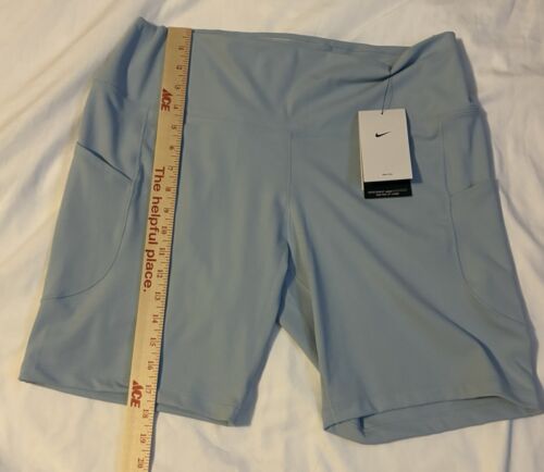 Women’s Nike One Dri-FIT High Waist 8" Blue Shorts Pockets XXL FZ6758-440