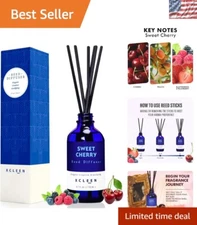 Sweet Cherry Oil Diffuser Set - 10 Inches, 6 Rattan Sticks, Home Decor Delight
