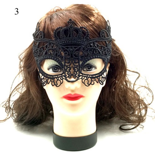 Women Face Mask Sexy Dominatrix Hollow Black Lace Princess Prom Party Halloween✔ - Picture 7 of 39