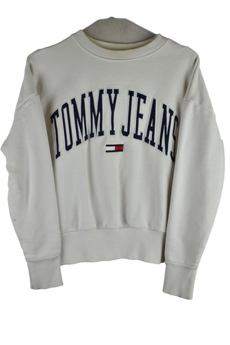 TOMMY HILFIGER JEANS Sweatshirt weiß Größe XS Damen Oversized Pullover Pulli