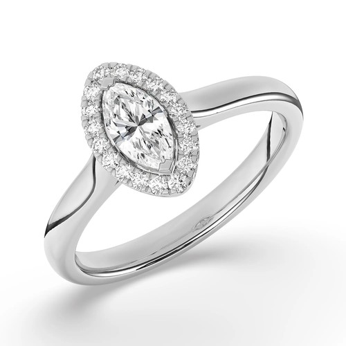 Natural Marquise Solitaire Diamond Halo Engagement Ring Platinum 0.45 Ct - Picture 6 of 22