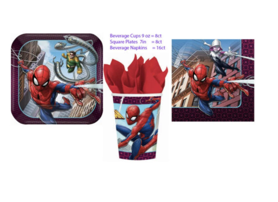 Juego de vajilla de fiesta de cumpleaños Spiderman palmeada Wonder Boy cubierta de mesa platos taza Foto 3 de 4