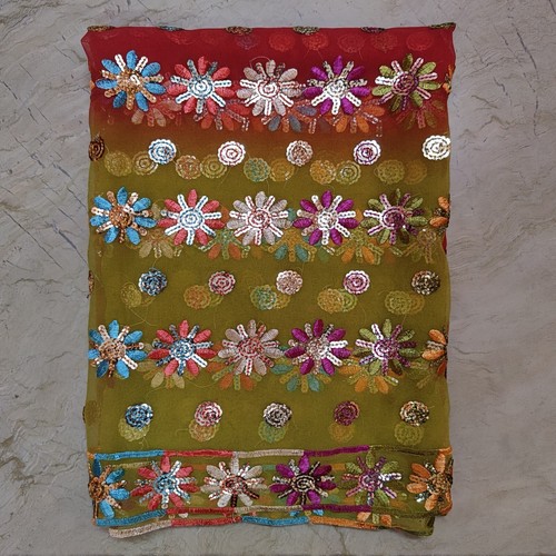 Exotic Indian Wedding Dupatta Sequins Scarf Beaded Georgette Veil Stole Hijab L" - 第 2/7 張圖片