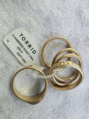 Torrid Size 12 Gold Tone Rings With Hammered Signet Ring