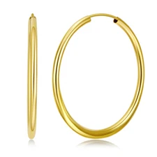 Wellingsale 14k Yellow Gold 2mm Endless Classic Hoop Earrings (35 x 35 mm)