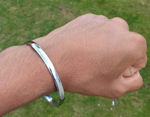 Chrome Plated Kara Smooth Plain Sikh Singh Kaur Khalsa Kada Bracelet Bangle B15 - Picture 8 of 12