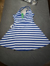 Image of United Colours of Benetton Striped Dress, Blue & White Size M BNWT