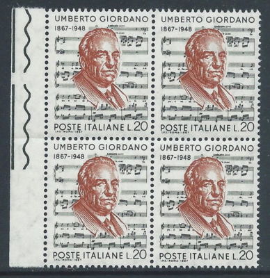 1967 ITALY UMBERTO GIORDANO QUARTINA MNH ** - ED-2