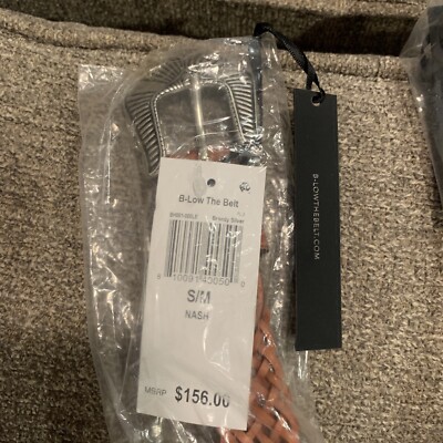 B-Low the Belt Nash Woven Leather Belt in Light Taupe with Gunmetal Buckle B-low the Belt Women Nash Woven Leather Belt Brandy Silver  main image 2