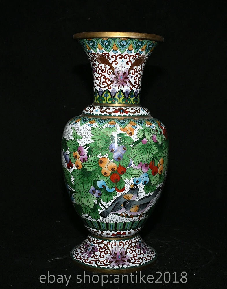 中国風の意匠が施された古銅の花瓶・自宅の蔵出しです。２５センチ. 中国风铜制花瓶| eBay