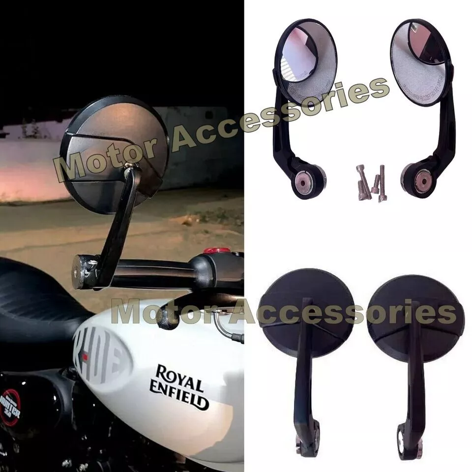 Fit For Royal Enfield Old Bullet Classic 350 500 Handle Bar End Mirror Set Black