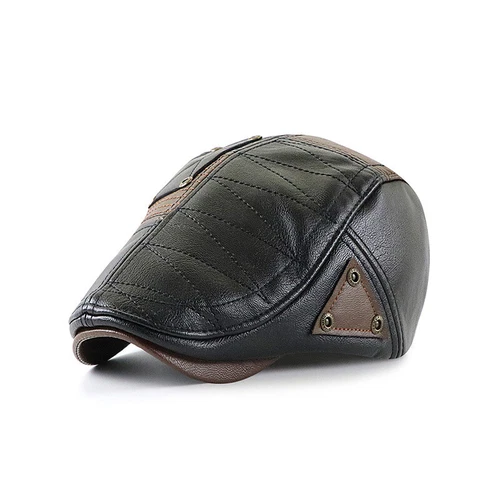 Cappello uomo pelle PU Cabbie Ivy berretto newsboy golf piatto Gatsby guida retrò - Foto 5 di 20