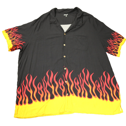 KS Island Flame Camp Hemd Hawaii Knopfleiste schwarz rot orange gelb 5X Big