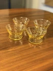 Vintage Yellow Etched Floral Depression Glass Berry Bowls LOT 4 EUC Excellent