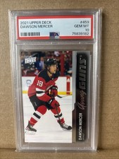 Dawson Mercer 2021-22 Upper Deck Young Guns Rc #459 Rookie Card Psa 10. rookie card picture