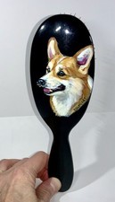 Pembroke Welsh Corgi Hand Painted Genuine Boar & Nylon Bristle Hair Brush